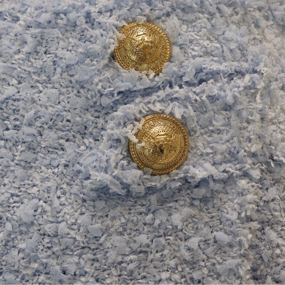 Tweed Mini Skirt Baby Blue Size 38 - Picture 7 of 10